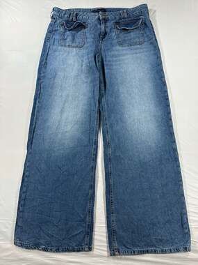 Aéropostale Aero Baggy Wide Leg Jeans Grunge  Size 12R Faded Dark Wash